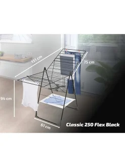 Leifheit Wäschekörbe & -Ständer<Wäscheständer "Classic 250 Flex" in Schwarz - (B)151 x (H)94 cm