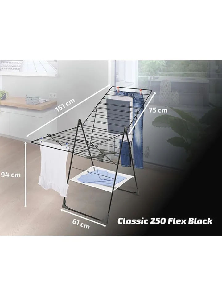 Leifheit Wäschekörbe & -Ständer<Wäscheständer "Classic 250 Flex" in Schwarz - (B)151 x (H)94 cm
