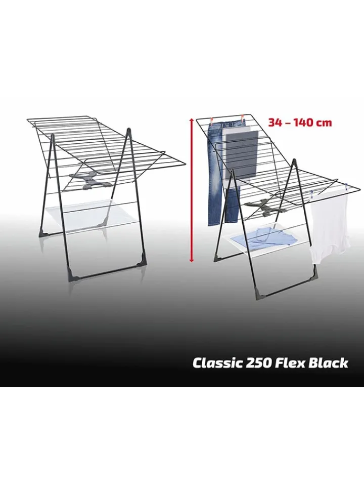 Leifheit Wäschekörbe & -Ständer<Wäscheständer "Classic 250 Flex" in Schwarz - (B)151 x (H)94 cm