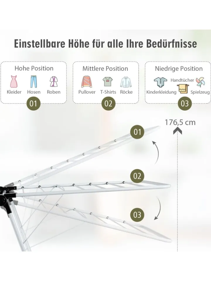 COSTWAY Wäschekörbe & -Ständer<Wäscheständer in Weiß
