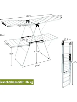 COSTWAY Wäschekörbe & -Ständer<Wäscheständer in Weiß