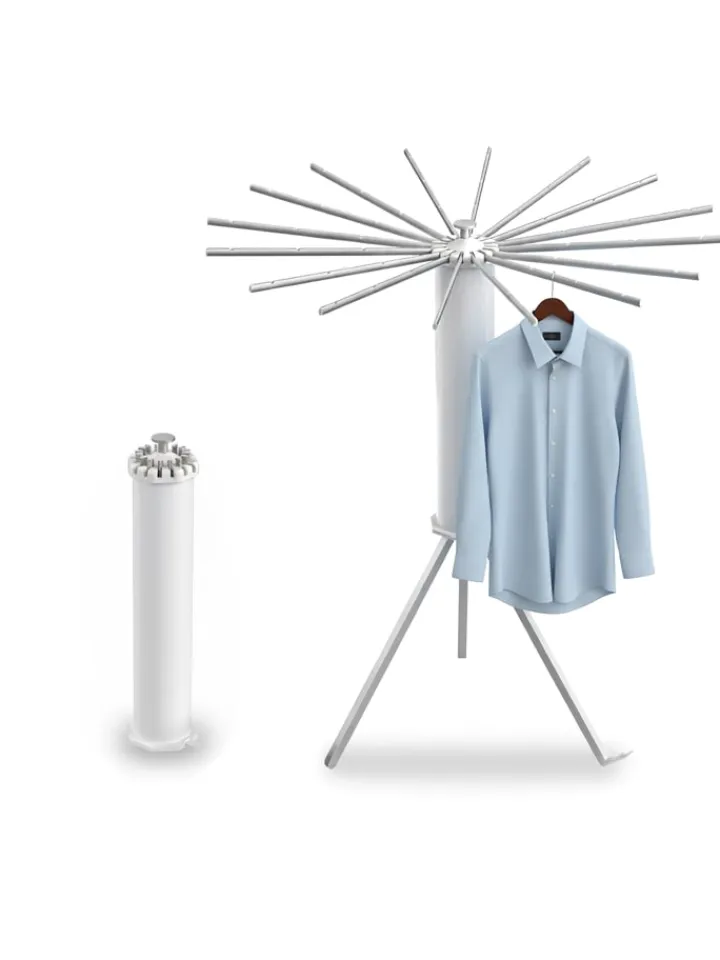 relaxdays Wäschekörbe & -Ständer<Wäscheständer in Weiß/ Silber - (H)121 x Ø112 cm