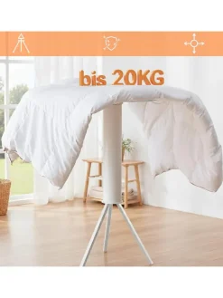 relaxdays Wäschekörbe & -Ständer<Wäscheständer in Weiß/ Silber - (H)121 x Ø112 cm