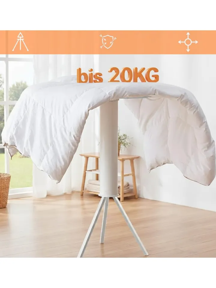 relaxdays Wäschekörbe & -Ständer<Wäscheständer in Weiß/ Silber - (H)121 x Ø112 cm