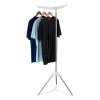 relaxdays Wäschekörbe & -Ständer<Wäscheständer Kleiderbügel in Silber/ Weiß - (B)62 x (H)150 x (T)52 cm