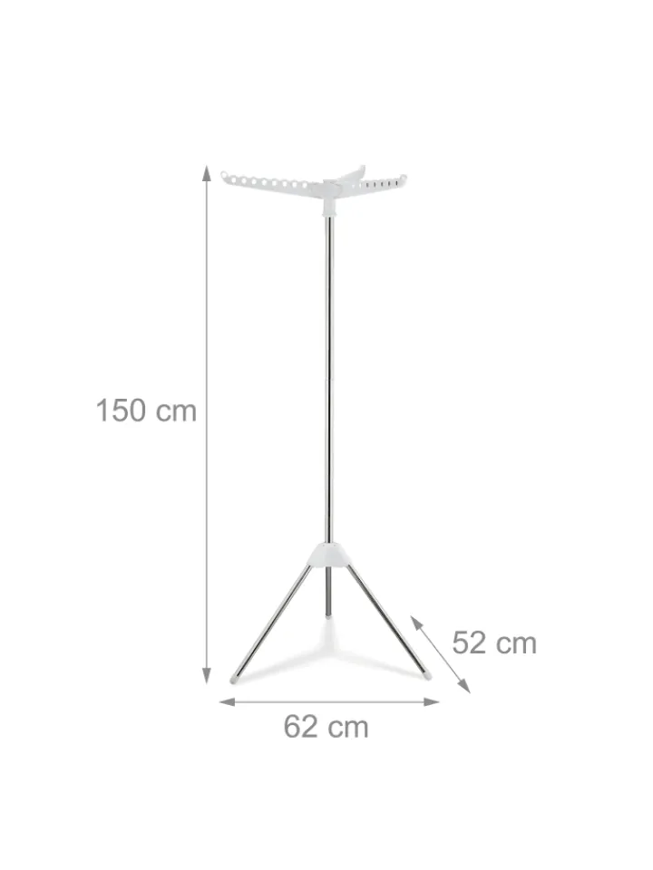 relaxdays Wäschekörbe & -Ständer<Wäscheständer Kleiderbügel in Silber/ Weiß - (B)62 x (H)150 x (T)52 cm