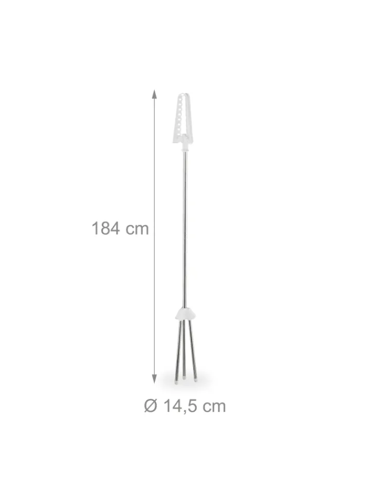 relaxdays Wäschekörbe & -Ständer<Wäscheständer Kleiderbügel in Silber/ Weiß - (B)62 x (H)150 x (T)52 cm