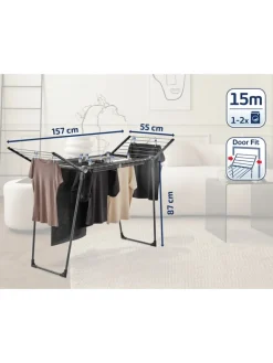 Leifheit Wäschekörbe & -Ständer<Wäscheständer "Pegasus 150 Solid" in Schwarz - (B)157 x (H)87 x (T)55 cm