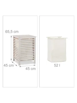 relaxdays Wäschekörbe & -Ständer<Wäschetruhe in Weiß - 52 l
