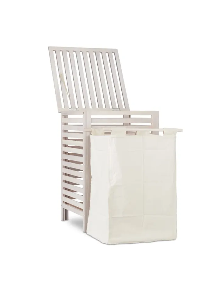 relaxdays Wäschekörbe & -Ständer<Wäschetruhe in Weiß - 52 l