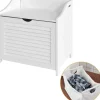 SoBuy Badmöbel<Wäschetruhe in Weiß - (B)50 x (H)53 x (T)35cm