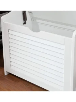 SoBuy Badmöbel<Wäschetruhe in Weiß - (B)50 x (H)53 x (T)35cm
