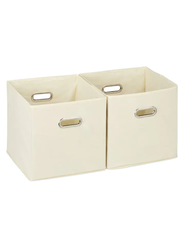 relaxdays Kisten & Körbe<2x Aufbewahrungsbox in Beige - 30 cm