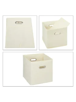 relaxdays Kisten & Körbe<2x Aufbewahrungsbox in Beige - 30 cm