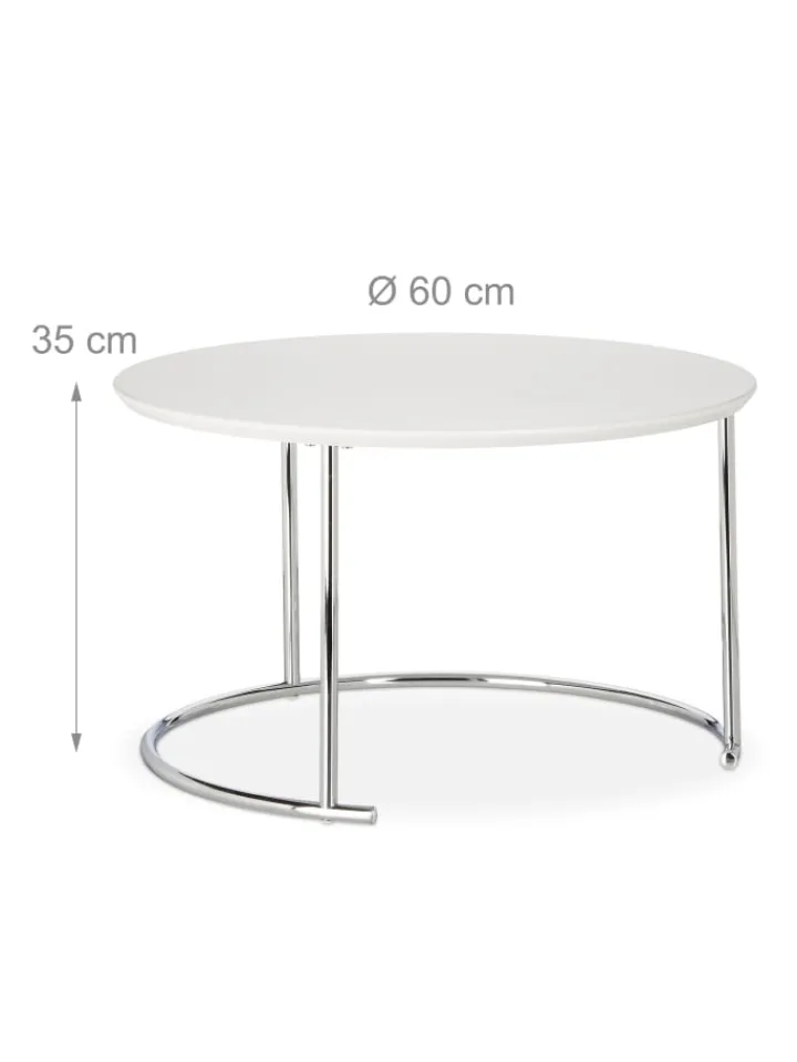 relaxdays Tische<2x Beistelltisch in Weiß - (H)60 x Ø 60 cm