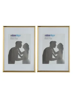relaxdays Foto & Video<2x Bilderrahmen A4 in Gold