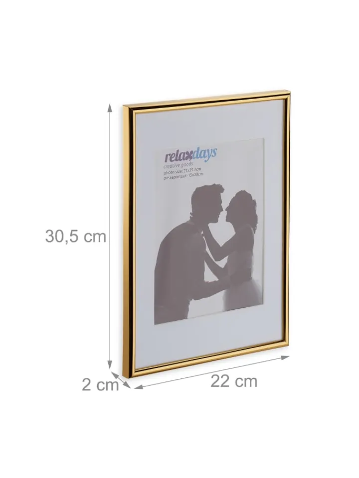 relaxdays Foto & Video<2x Bilderrahmen A4 in Gold