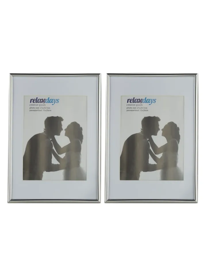 relaxdays Foto & Video<2x Bilderrahmen A4 in Silber