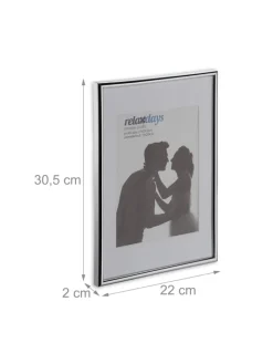 relaxdays Foto & Video<2x Bilderrahmen A4 in Silber