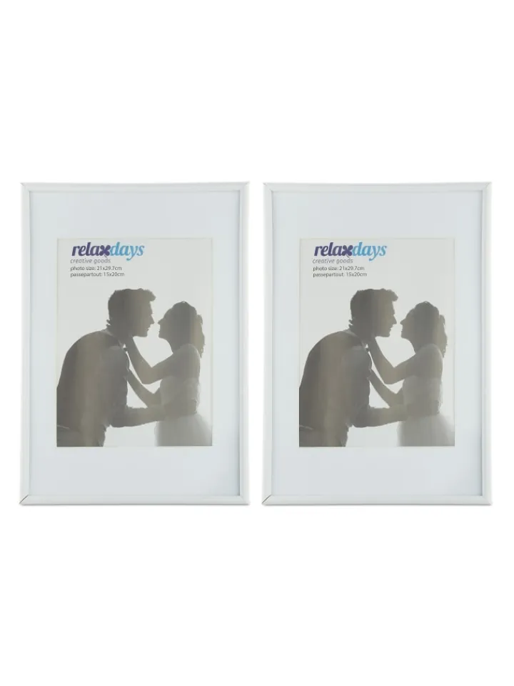 relaxdays Foto & Video<2x Bilderrahmen A4 in Weiß