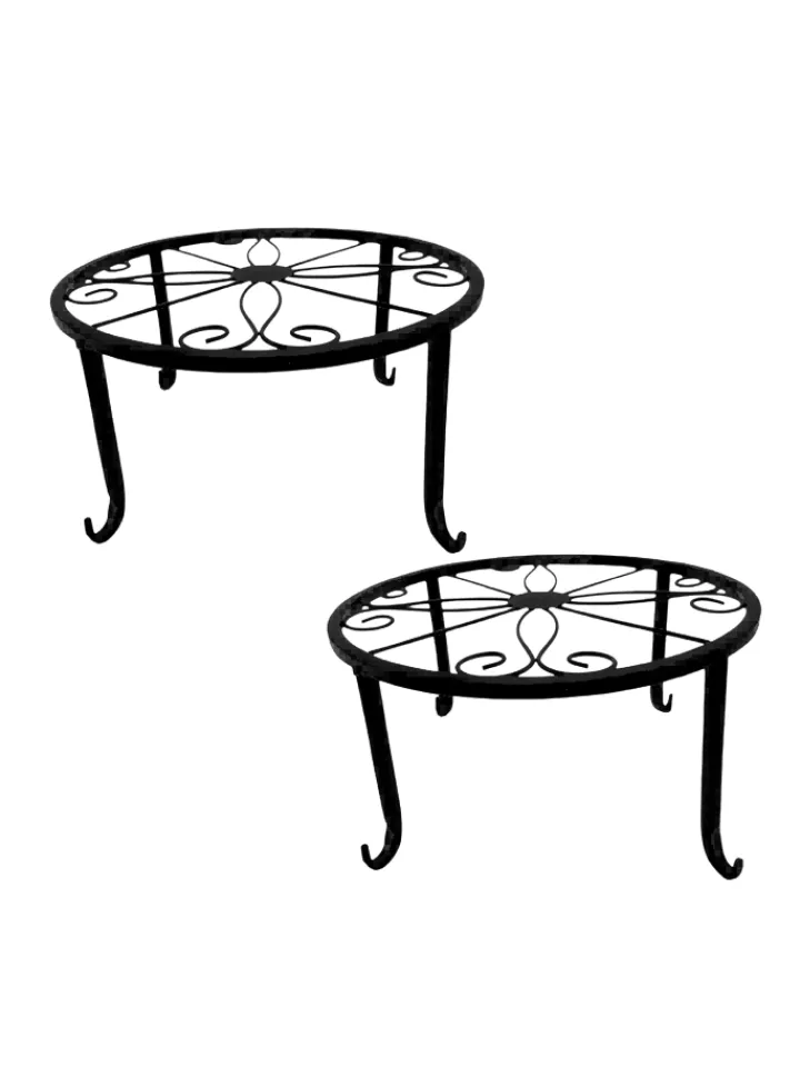 relaxdays Gartendekoration<2x Blumenständer in Schwarz - (H)11 x Ø23 cm
