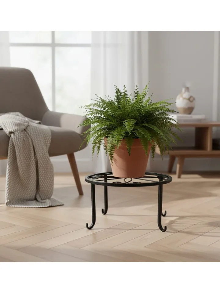 relaxdays Gartendekoration<2x Blumenständer in Schwarz - (H)11 x Ø23 cm