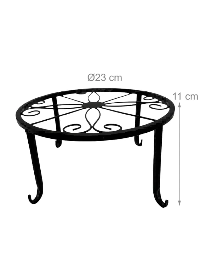 relaxdays Gartendekoration<2x Blumenständer in Schwarz - (H)11 x Ø23 cm