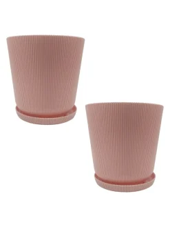 relaxdays Pflanzen & Zubehör<2x Blumentopf in Altrosa - (H) 20 x Ø 20 cm