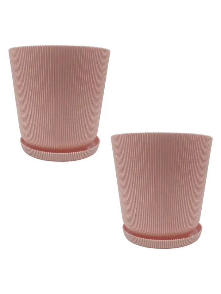 relaxdays Pflanzen & Zubehör<2x Blumentopf in Altrosa - (H) 20 x Ø 20 cm