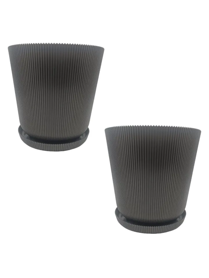 relaxdays Pflanzen & Zubehör<2x Blumentopf in Dunkelgrau - (H) 20 x Ø 20 cm