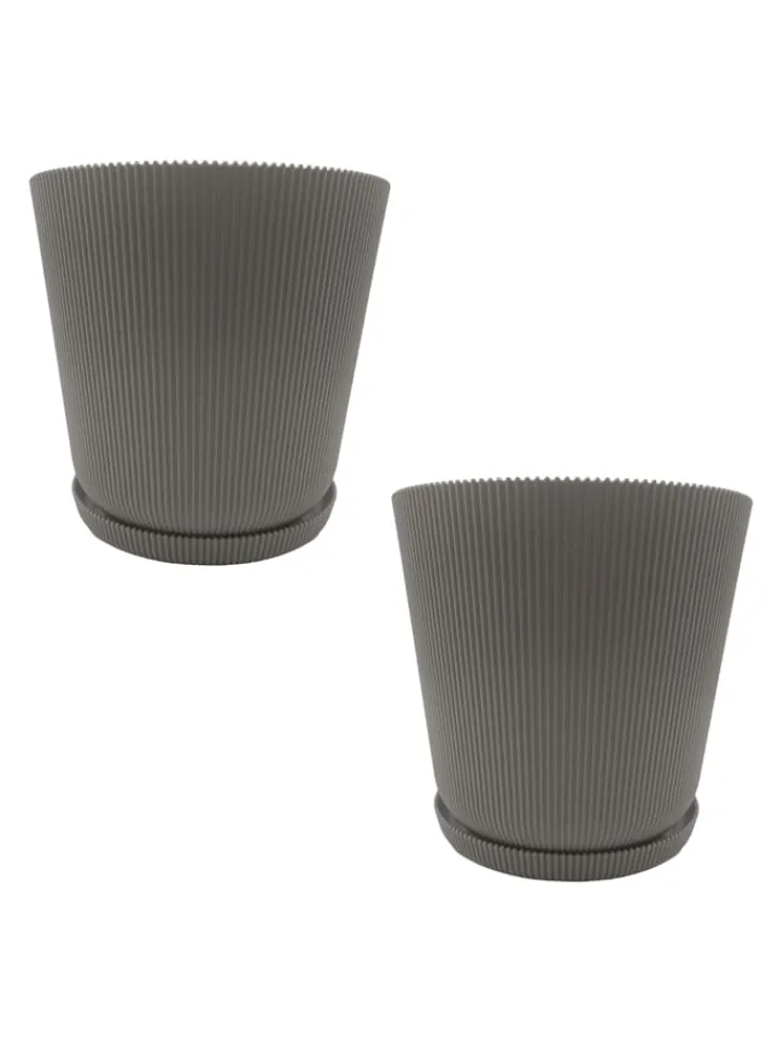 relaxdays Pflanzen & Zubehör<2x Blumentopf in Hellgrau - (H) 20 x Ø 20 cm