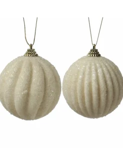 MARELIDA Weihnachtsschmuck<12x Christbaumkugeln Weihnachtskugeln bruchfest 2 Designs D: 8cm creme