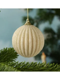 MARELIDA Weihnachtsschmuck<12x Christbaumkugeln Weihnachtskugeln bruchfest 2 Designs D: 8cm creme