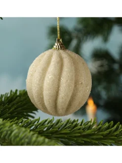 MARELIDA Weihnachtsschmuck<12x Christbaumkugeln Weihnachtskugeln bruchfest 2 Designs D: 8cm creme