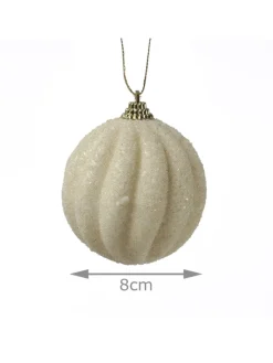 MARELIDA Weihnachtsschmuck<12x Christbaumkugeln Weihnachtskugeln bruchfest 2 Designs D: 8cm creme