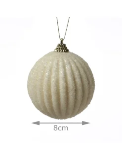 MARELIDA Weihnachtsschmuck<12x Christbaumkugeln Weihnachtskugeln bruchfest 2 Designs D: 8cm creme