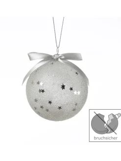 MARELIDA Weihnachtsschmuck<12x Christbaumkugeln Weihnachtskugeln bruchfest 2 Designs D: 8cm transparent