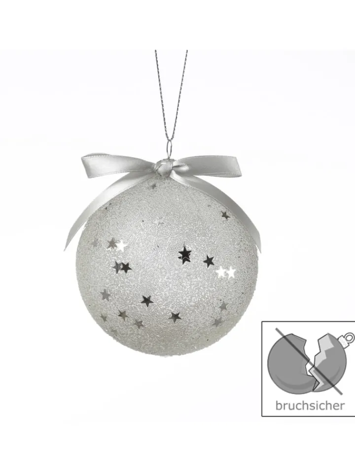 MARELIDA Weihnachtsschmuck<12x Christbaumkugeln Weihnachtskugeln bruchfest 2 Designs D: 8cm transparent