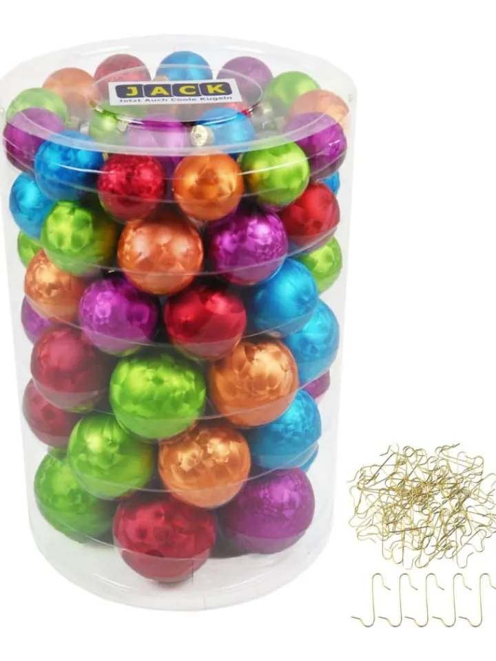 JACK Weihnachtsschmuck<60x Eislack Christbaumkugeln Glas Kugeln versch. Größen in Bunt