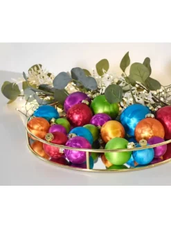JACK Weihnachtsschmuck<60x Eislack Christbaumkugeln Glas Kugeln versch. Größen in Bunt