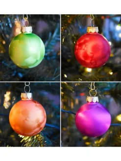 JACK Weihnachtsschmuck<60x Eislack Christbaumkugeln Glas Kugeln versch. Größen in Bunt