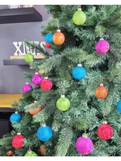 JACK Weihnachtsschmuck<60x Eislack Christbaumkugeln Glas Kugeln versch. Größen in Bunt