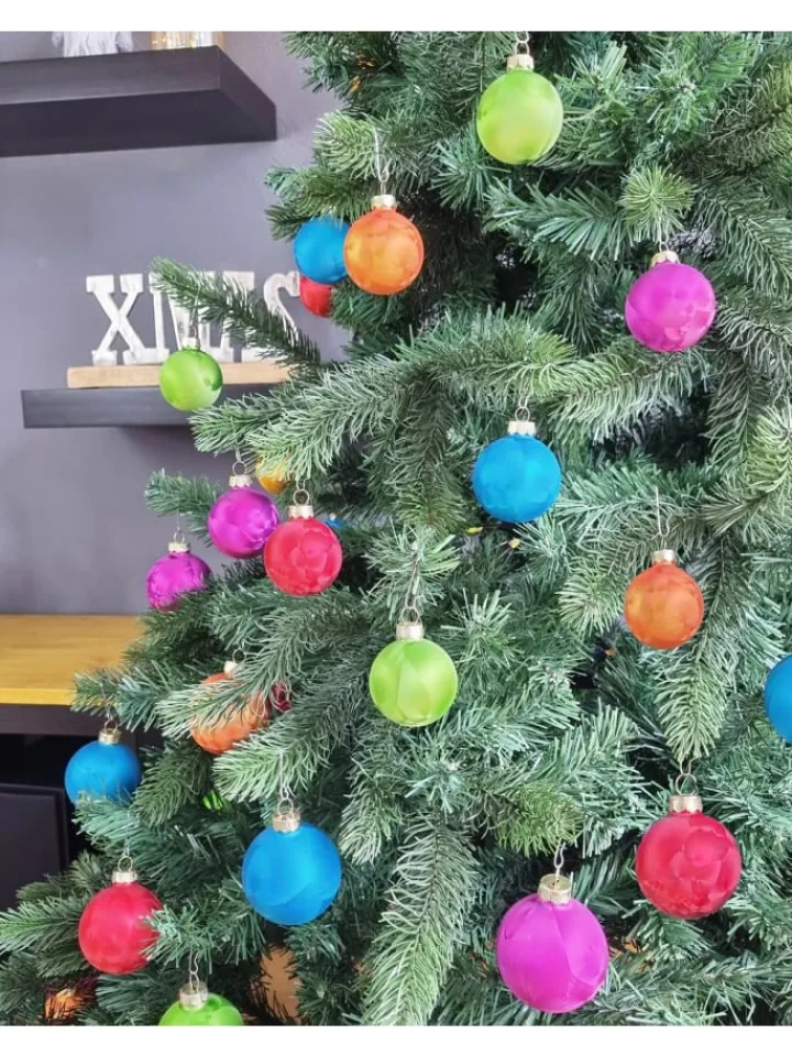 JACK Weihnachtsschmuck<60x Eislack Christbaumkugeln Glas Kugeln versch. Größen in Bunt