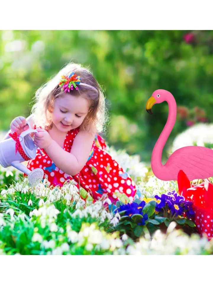 relaxdays Gartendekoration<12x Flamingo Figur in Pink
