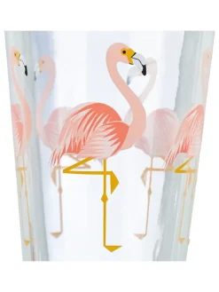 relaxdays Gedeckter Tisch<4x Glasbecher "Flamingo" in Transparent/ Pink - 450 ml