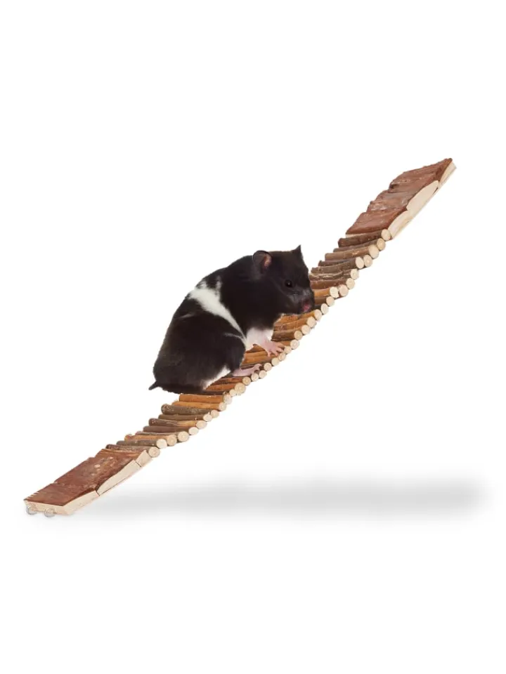 relaxdays Kleintiere<10x Hängebrücke in Natur - (B)55 x (T)10 cm