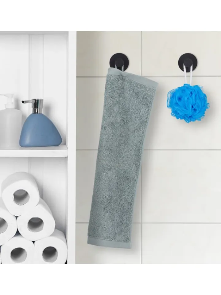 relaxdays Badaccessoires<4x Klebehaken in Schwarz - Ø 5,5 cm