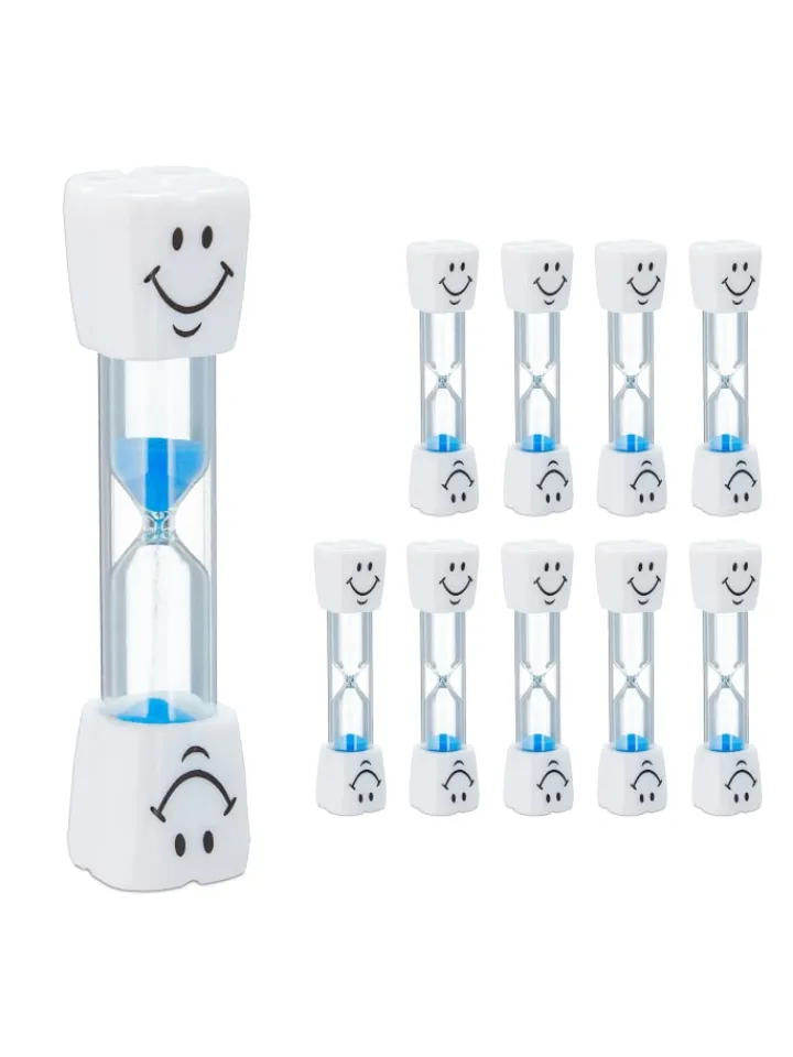 relaxdays Zahn & Mundpflege<40x Sanduhr Zähneputzen in Weiß-Blau