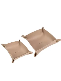 Intirilife Dekoschalen<2x Taschenleerer Schmuck Schlüselablage Kunstleder in Beige
