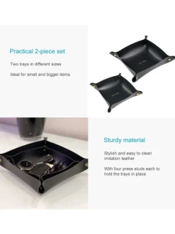 Intirilife Dekoschalen<2x Taschenleerer Schmuck Schlüselablage Kunstleder in Schwarz